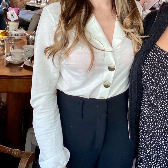 LINEN BUTTON BLOUSE WITH TIE XS - Picture 2 of 3